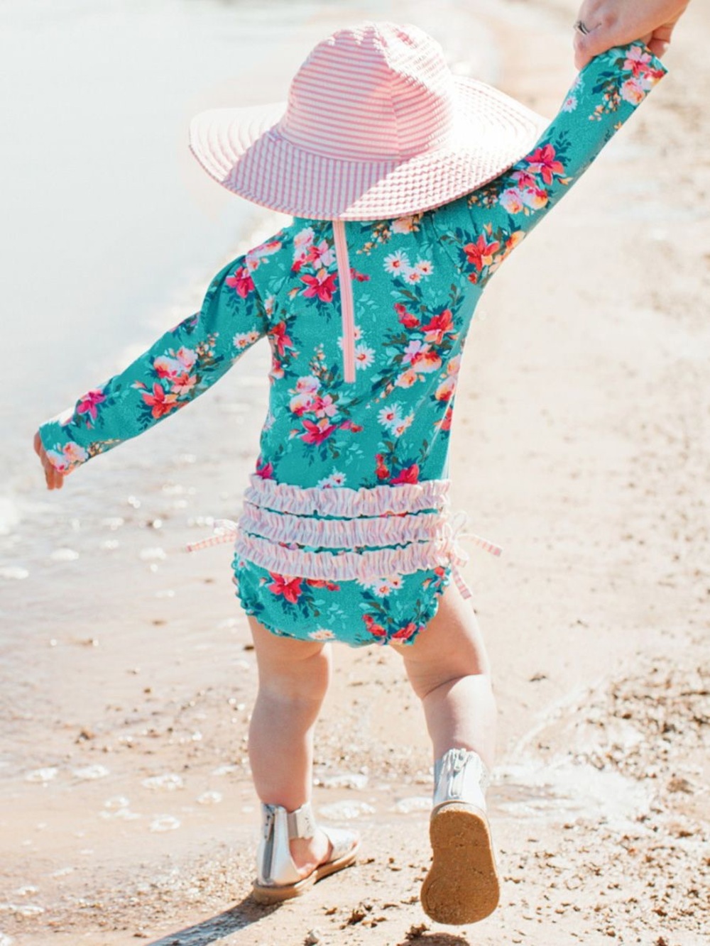 Ruffle Butts Floral Rashguard Swimsuit